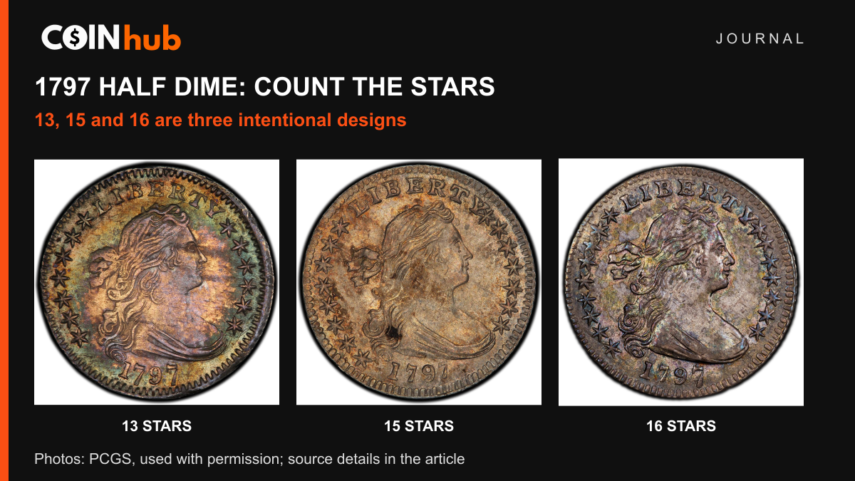 1797 Half Dime: 13, 15 or 16 Stars Identification Guide