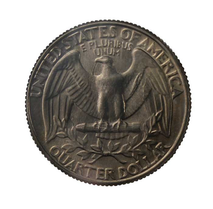 NGC's original 1983-P Spitting Eagle quarter reverse photograph, showing the raised ridge below the beak