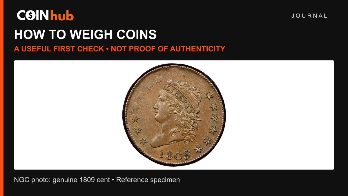 NGC photograph of a genuine 1809 Classic Head cent used as a reference in its counterfeit-detection study; no measured weight is assigned to this pictured coin.