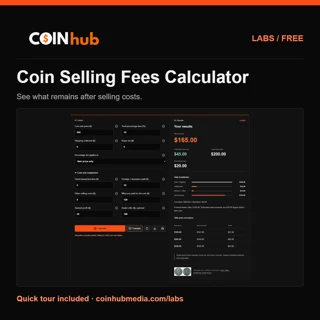 Coin Selling Fees Calculator - CoinHub Labs promotional graphic