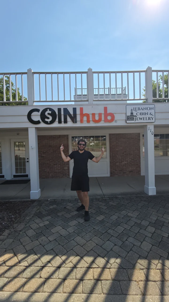 The future CoinHub shop exterior with its newly installed sign and front walkway