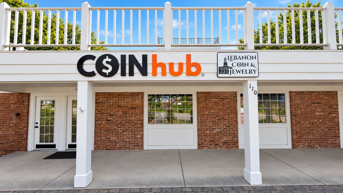 CoinHub and Lebanon Coin and Jewelry signs above the storefront at 110 South Broadway Street