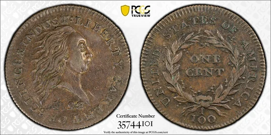 1792 cent pattern, Judd-2 (Traditionally Fusible Alloy), PCGS SP53BN specimen, obverse and reverse