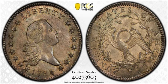 PCGS TrueView photograph of 1794 Flowing Hair Half Dollar