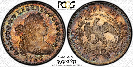 PCGS MS66+ 1796 Draped Bust dime, obverse and reverse, shown as a reference example