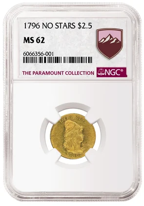 NGC photograph of 1796 Capped Bust Quarter Eagle, No Stars