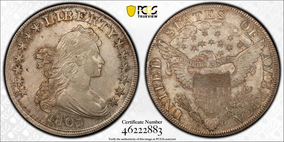 PCGS TrueView photograph of 1803 Draped Bust Dollar, Large 3