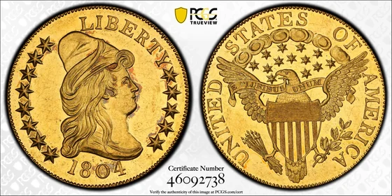 PCGS TrueView photograph of 1804 Plain 4 Eagle, Proof