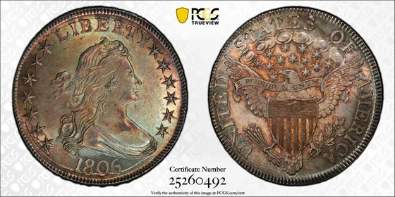 1806 Pointed 6, Stem Draped Bust Half Dollar