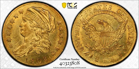 PCGS TrueView photograph of 1808 Capped Bust Quarter Eagle