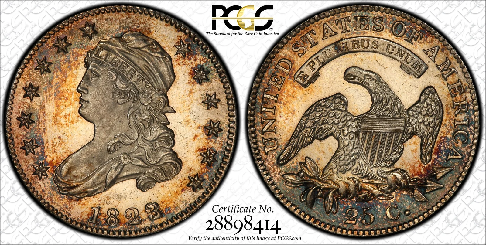 1823/2 Capped Bust Quarter, Proof