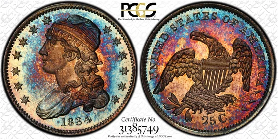 1834 Capped Bust Quarter, Proof