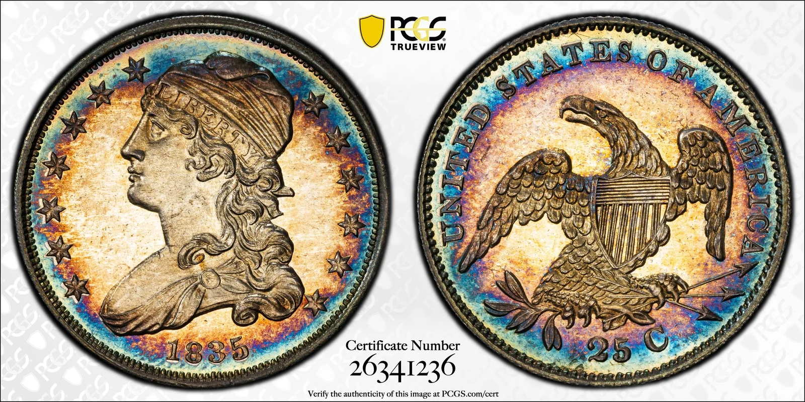 1835 Capped Bust Quarter, Proof