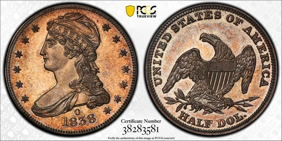 PCGS TrueView of the 1838-O Reeded Edge half dollar, Cox-Robison-Morgan 2019 sale specimen