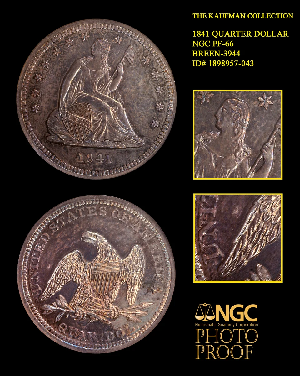 1841 Liberty Seated Quarter, Proof