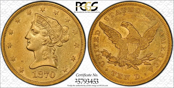 PCGS TrueView photograph of 1870-CC Liberty Head Eagle