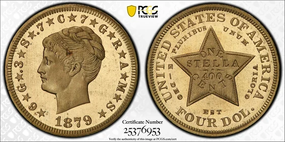 PCGS TrueView photograph of 1879 Coiled Hair Stella