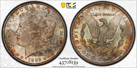 Obverse and reverse of the PCGS MS67 1893-S Morgan dollar