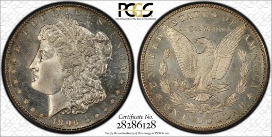 PCGS TrueView photograph of 1896-S Morgan Dollar