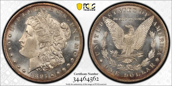 PCGS TrueView photograph of 1897-O Morgan Dollar