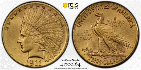 PCGS TrueView photograph of 1911-D Indian Head Eagle
