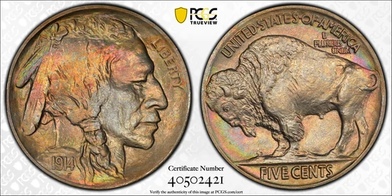 1914/(3) Buffalo nickel, Attributed Variety, PCGS MS66 specimen, obverse and reverse