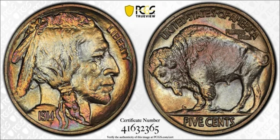 1914 Buffalo nickel, Proof, PCGS PR68+ specimen, obverse and reverse