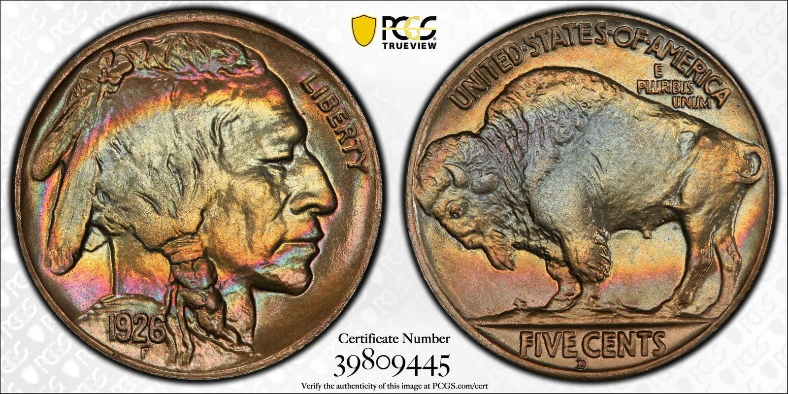 1926-D Buffalo nickel, PCGS MS67 specimen, obverse and reverse