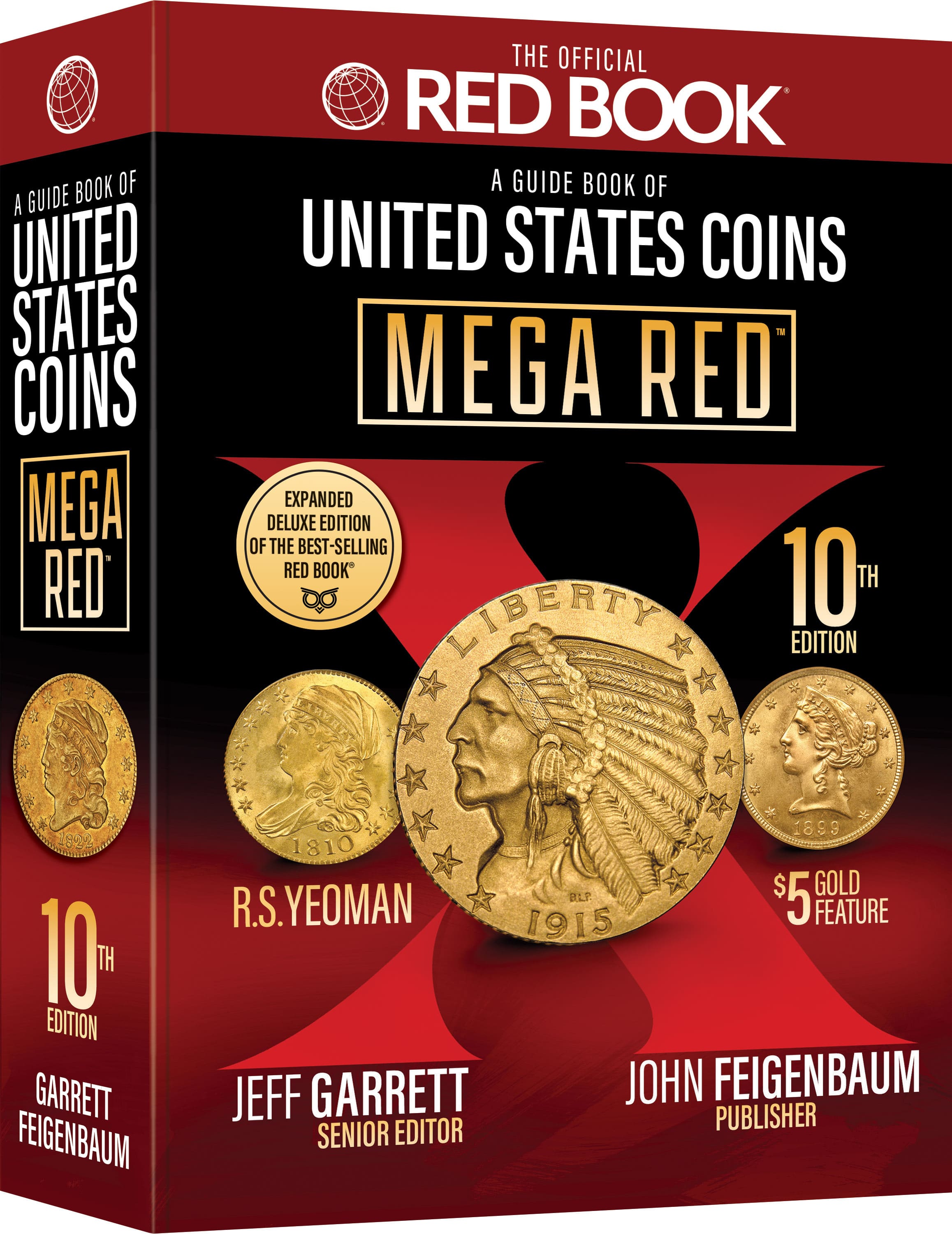 Official MEGA RED X 10th edition book with real United States gold coin photographs on the cover