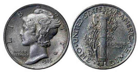 1916-D Mercury dime value guide