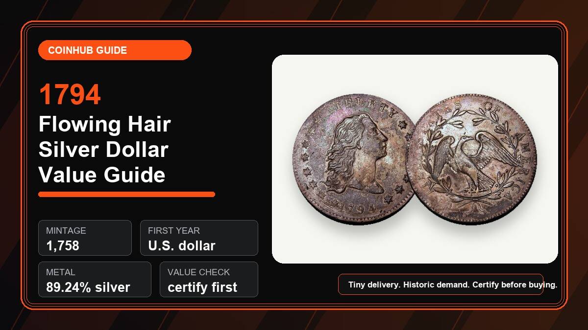 1794 Flowing Hair silver dollar value guide CoinHub graphic