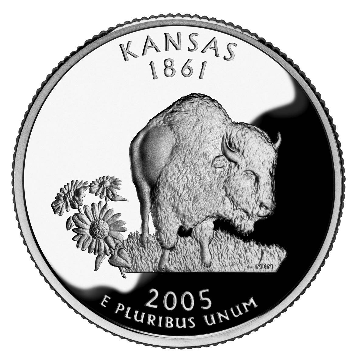2005 Kansas state quarter reverse with bison design