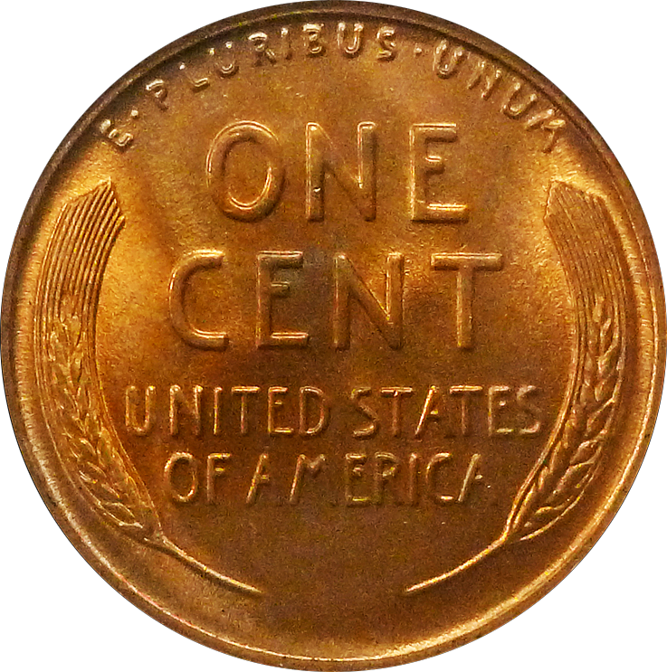 1944 wheat penny reverse showing wheat ears and ONE CENT design